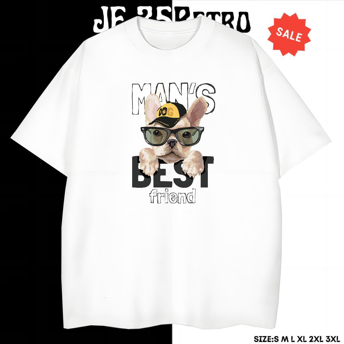 Comfortable T-Shirts for Men dog Breathable Short Sleeve Daily Outfit Black Oversized 230g Pure Cotton Tshirts Factory Direct Top Tees