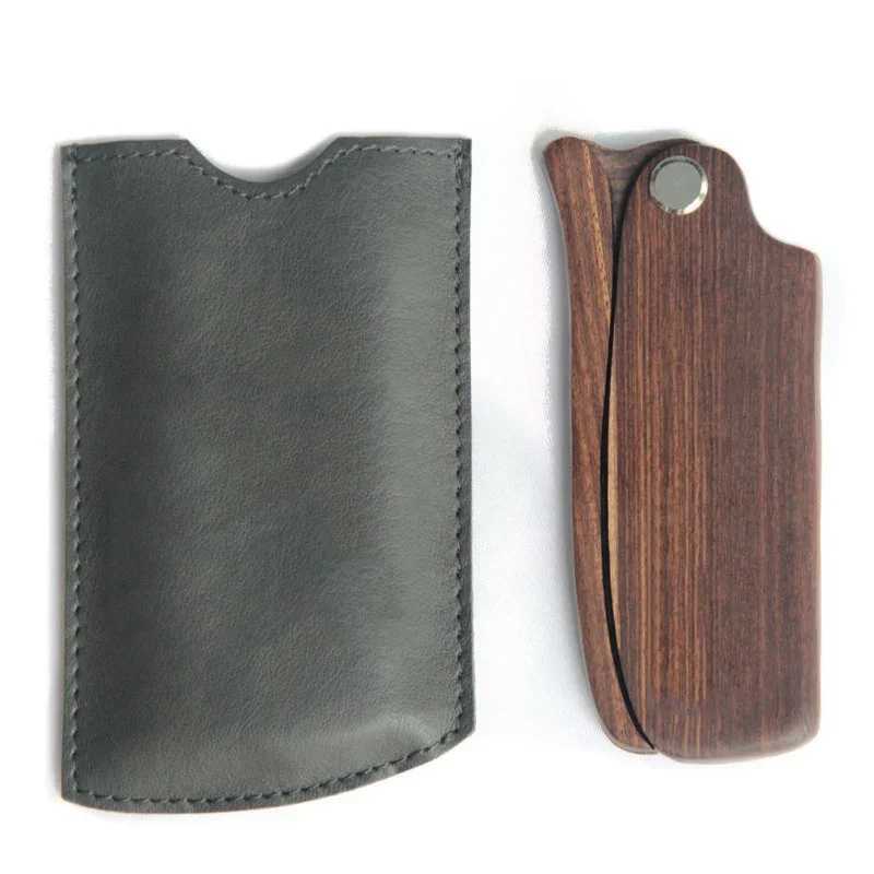 Mens Beard Comb Kit Foldable Wooden Comb PU Leather Box Mens Beard Care Beauty Mustard Styling Tool Mens Barber Ideal Gift W240813
