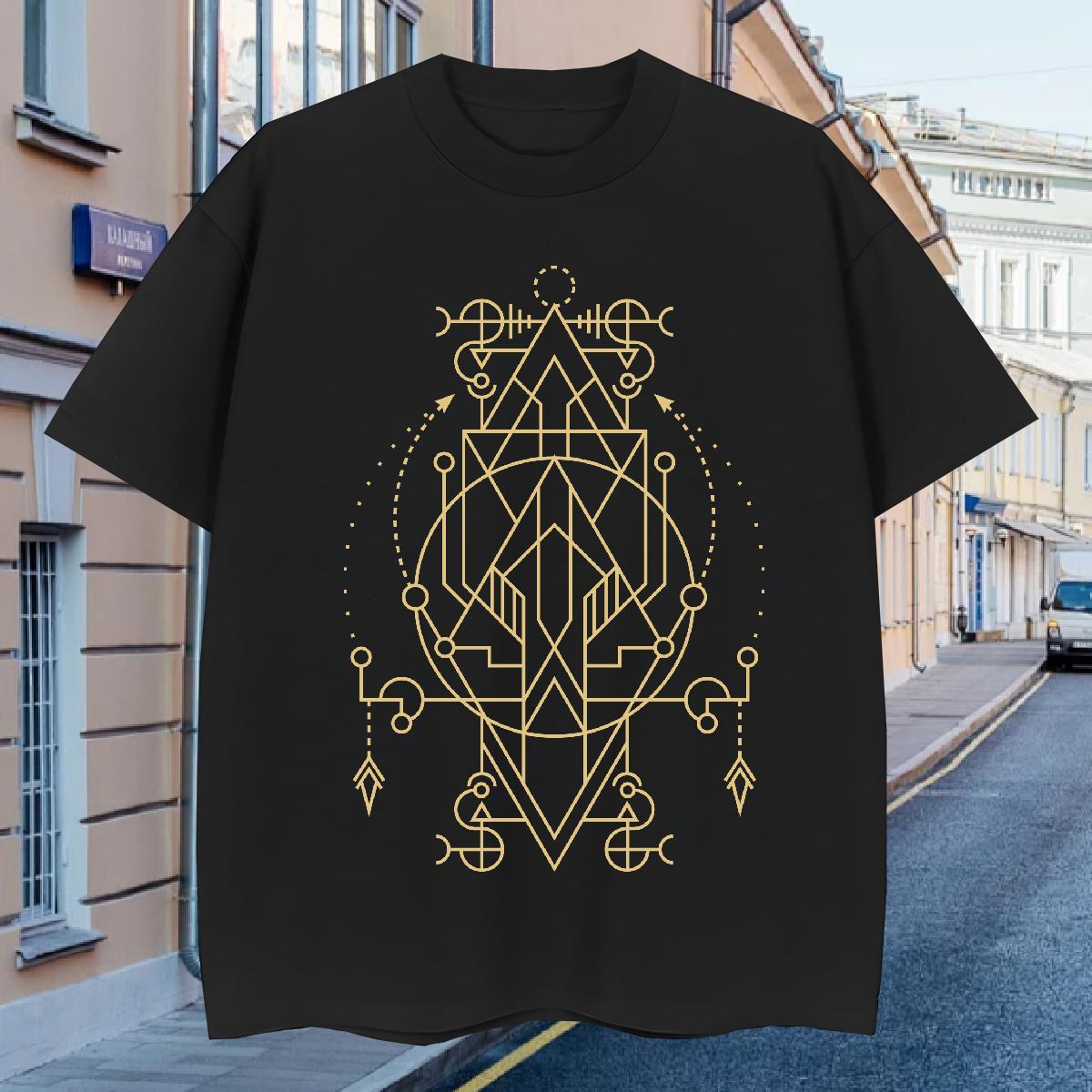 Man T Shirts 230g 100% Cotton Geometric line Summer Casual Round Neck Short Sleeve Cartoon Printing L-4XL Men Tops Tees 2024 Summer Classic Tops Shirt