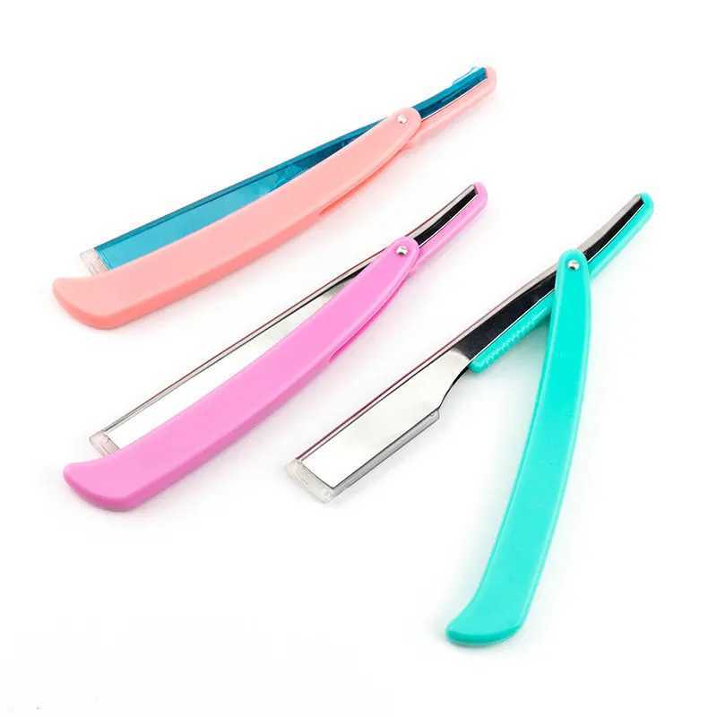 3 Colors Unisex Manual Folding knife Shaving Straight Edge Razors for Beard Shaving Hair Removal With BladesM240814