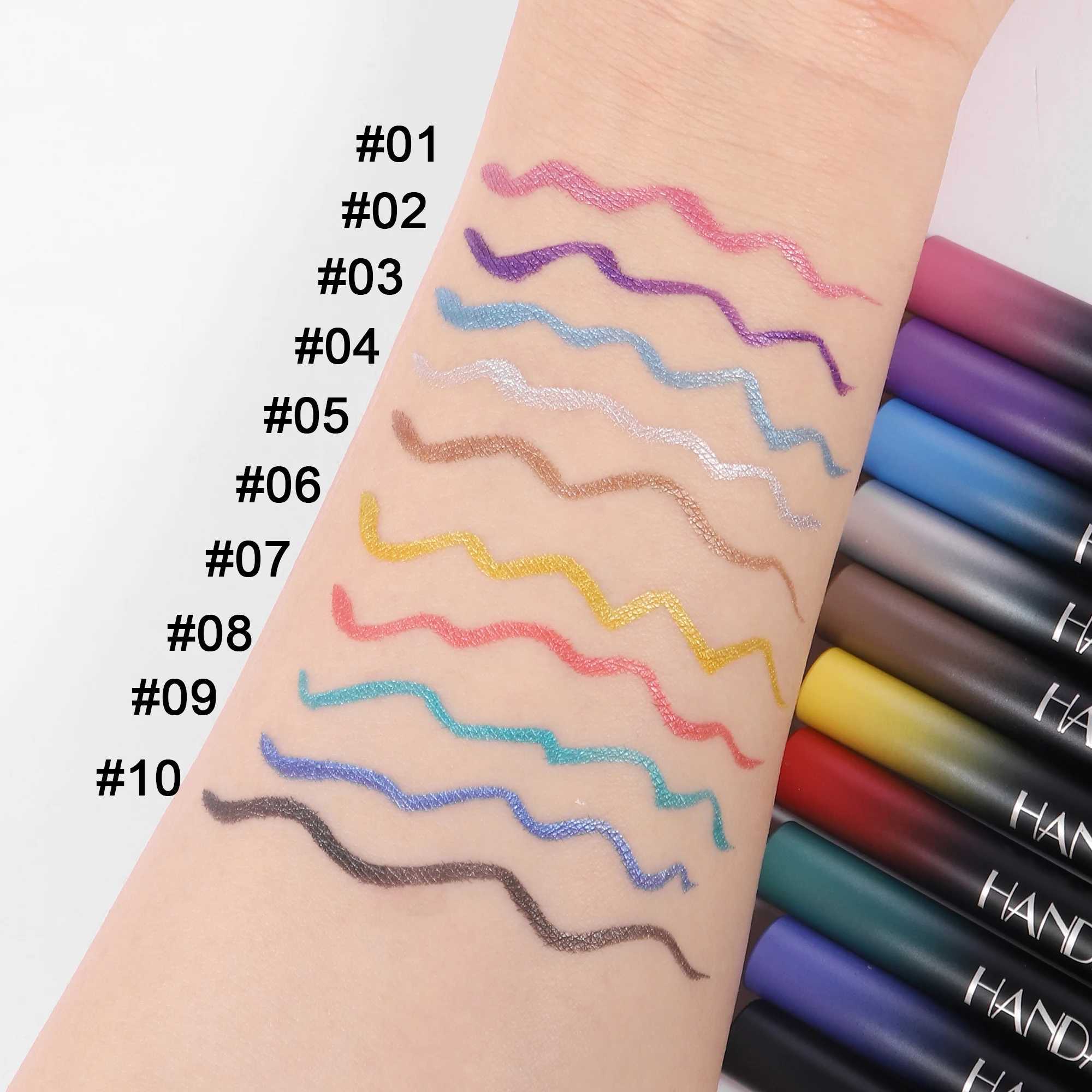 HANDAIYAN 10 Colors Glitter Liquid Eyeliner Long-wearing waterproof and non-smudging metallic shimmer color eye Liner pens Y240813