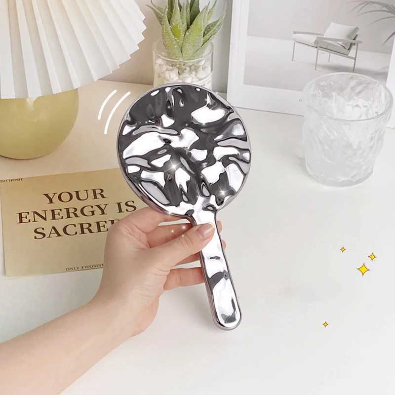 Portable handheld mirror liquid square circular makeup mirror eyelash extension makeup mirror with handle beauty tool W240813