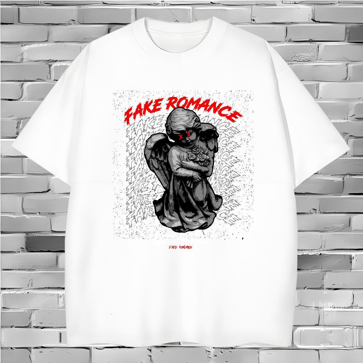 Wholesale portrait T-Shirts Outdoor Couples T Shirts 100% Cotton 230g Free Shipping Breathable Crew Neck Custom Print Oversized Tops Tees