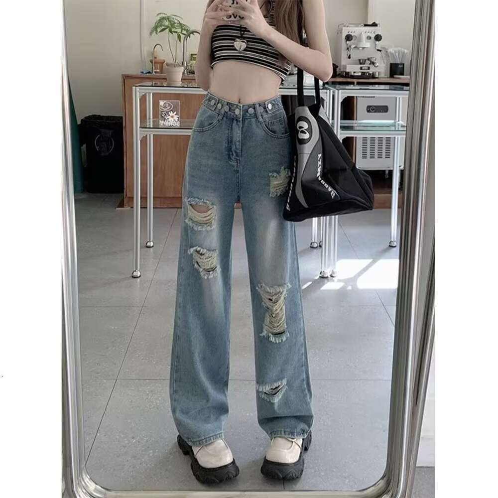 Women's straight loose spring autumn/winter 2024 new high waisted slim figure wide leg floor length pants586