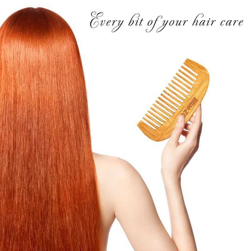 1 piece of natural bamboo and wood portable hair comb massage scalp anti-static mens beard comb 12 * 5.2cm womens hairstyle tool W240813