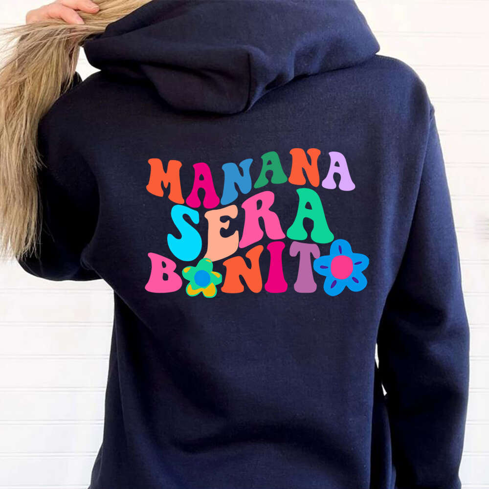Sera Manana Bonito Letter Print Wpmen Hoodies Plus Size Sweatshirt Hip Hop Autumn Warm Female Pullover Korean Trend Sudaderas