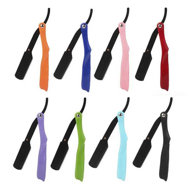 Mens Manual Razor Stainless Steel Folding Shaver Eyebrow Trimming Hairdressing ABS Handle With 10pcs Blades For GiftM240814