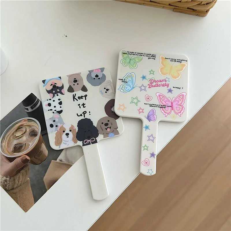 Cartoon pattern printing handheld vanity mirror makeup mirror for cute women and girls small vanity mirror compact mirror W240813