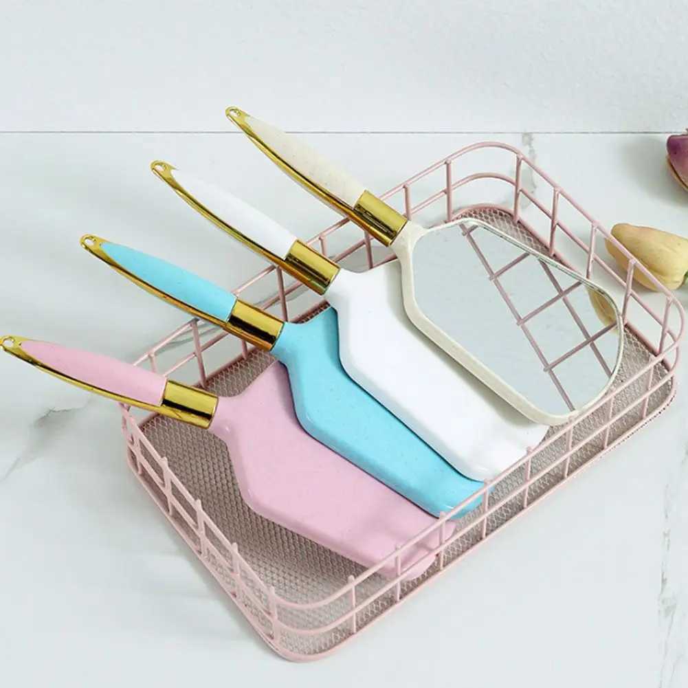 Salon handheld SPA retro makeup mirror with handle hand mirror W240813