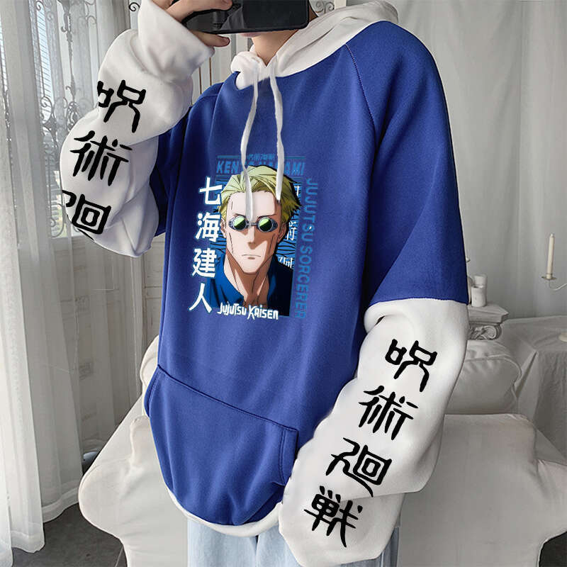 Jujutsu Anime Kaisen Cool Kento Nanami Cartoon Print Men Hoodies Long Sleeve Haruku Autumn Winter Plus Size Hooded Sweatshirts