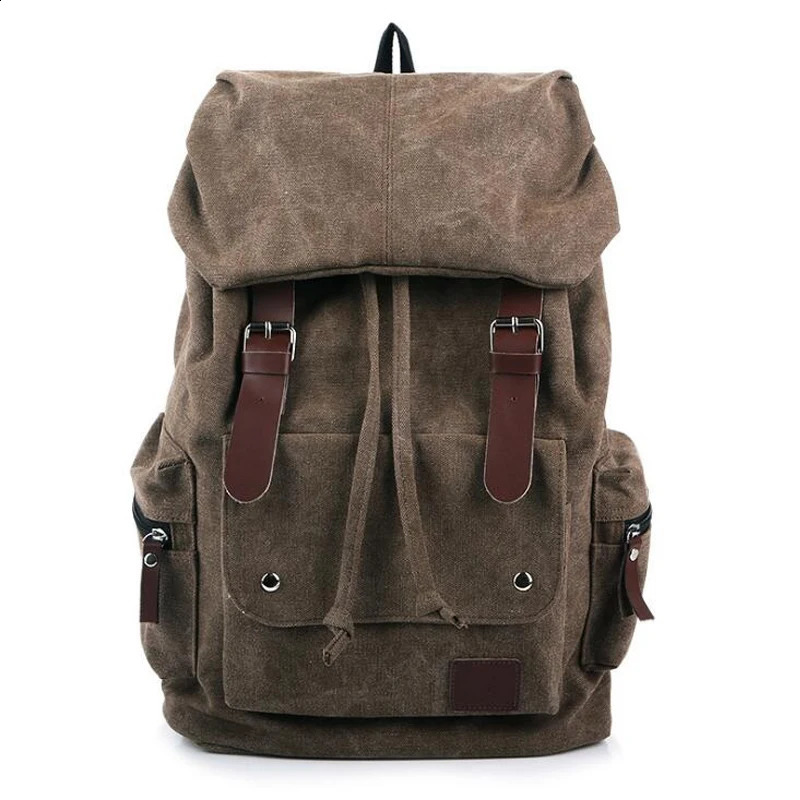 Men Casual Canvas Large Capacity Practical Backpack Casual Travel Bagpack School Bags Black Brown Green WL22 240813