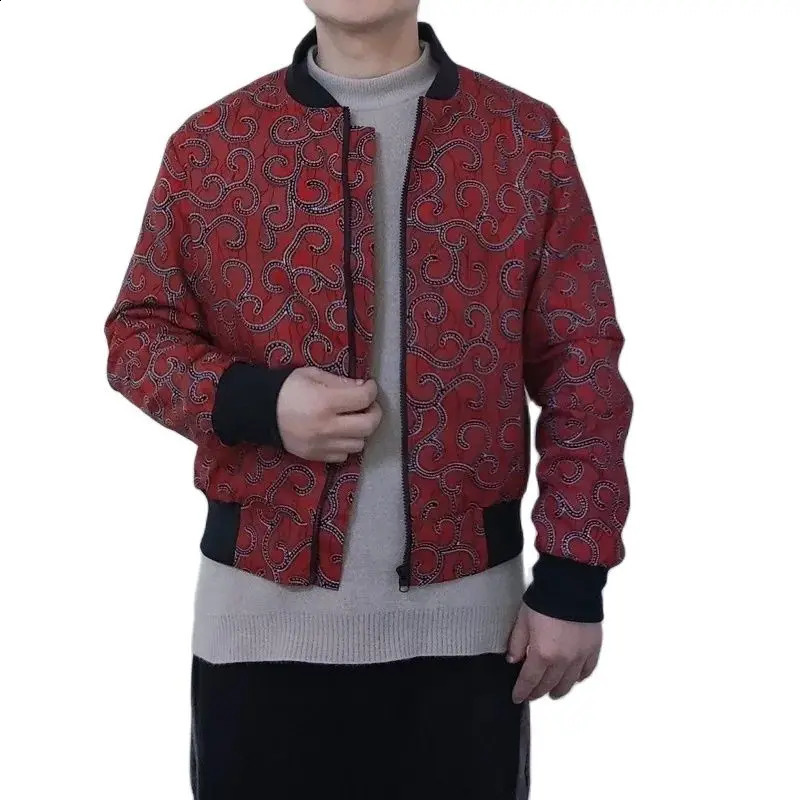 African Print Mens Short Coat Nigerian Fashion Bomber Jacket Male Casual Styles 240712