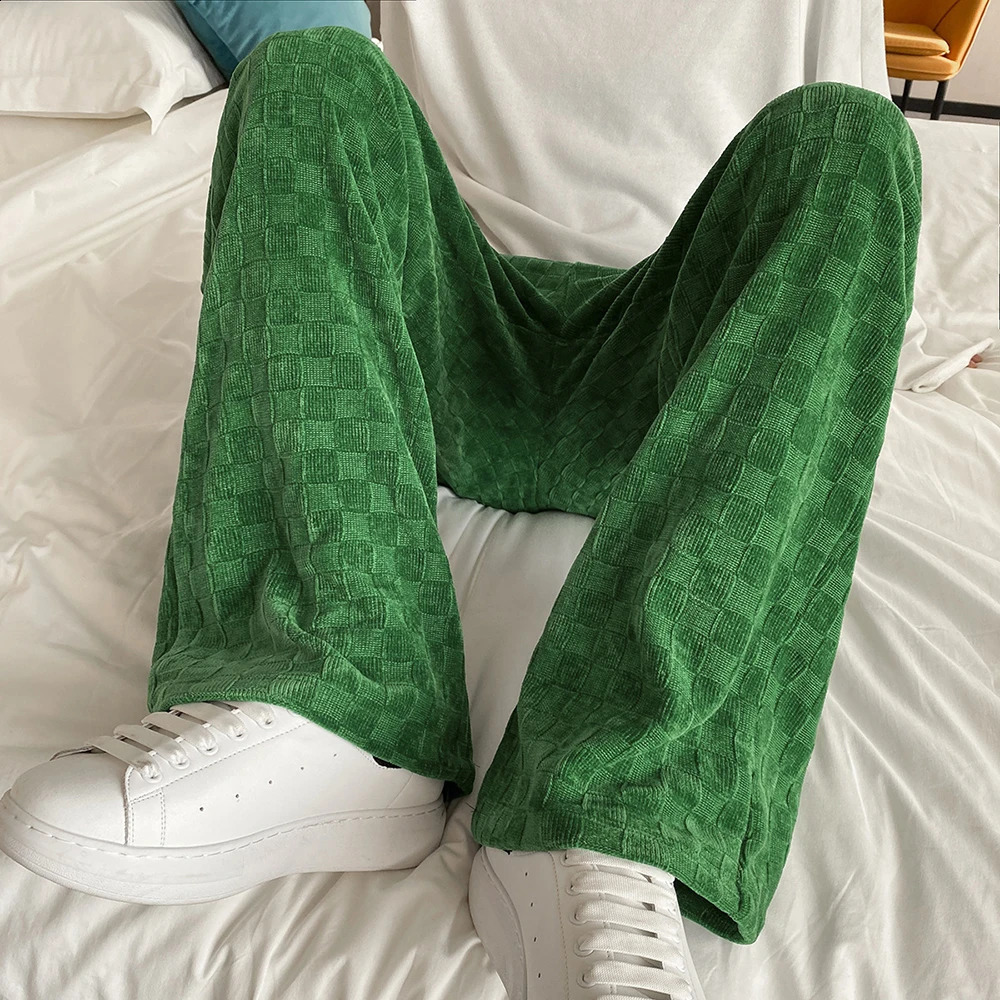 Mens Short Length Plaid Straight Men Casual Pants Fashion Hip Hop Daily Versatile Trousers For Harajuku Korean Clothing Pants 240814