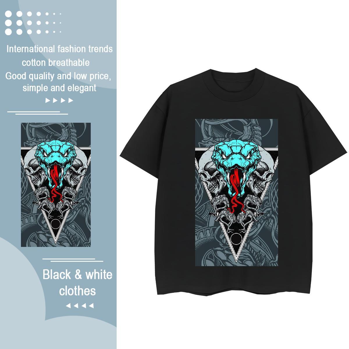 Comfortable T-Shirts for Men snake Short Sleeve Soft Street White Plus Size 230g Cotton Mens Tshirts Fashion Tops Tees