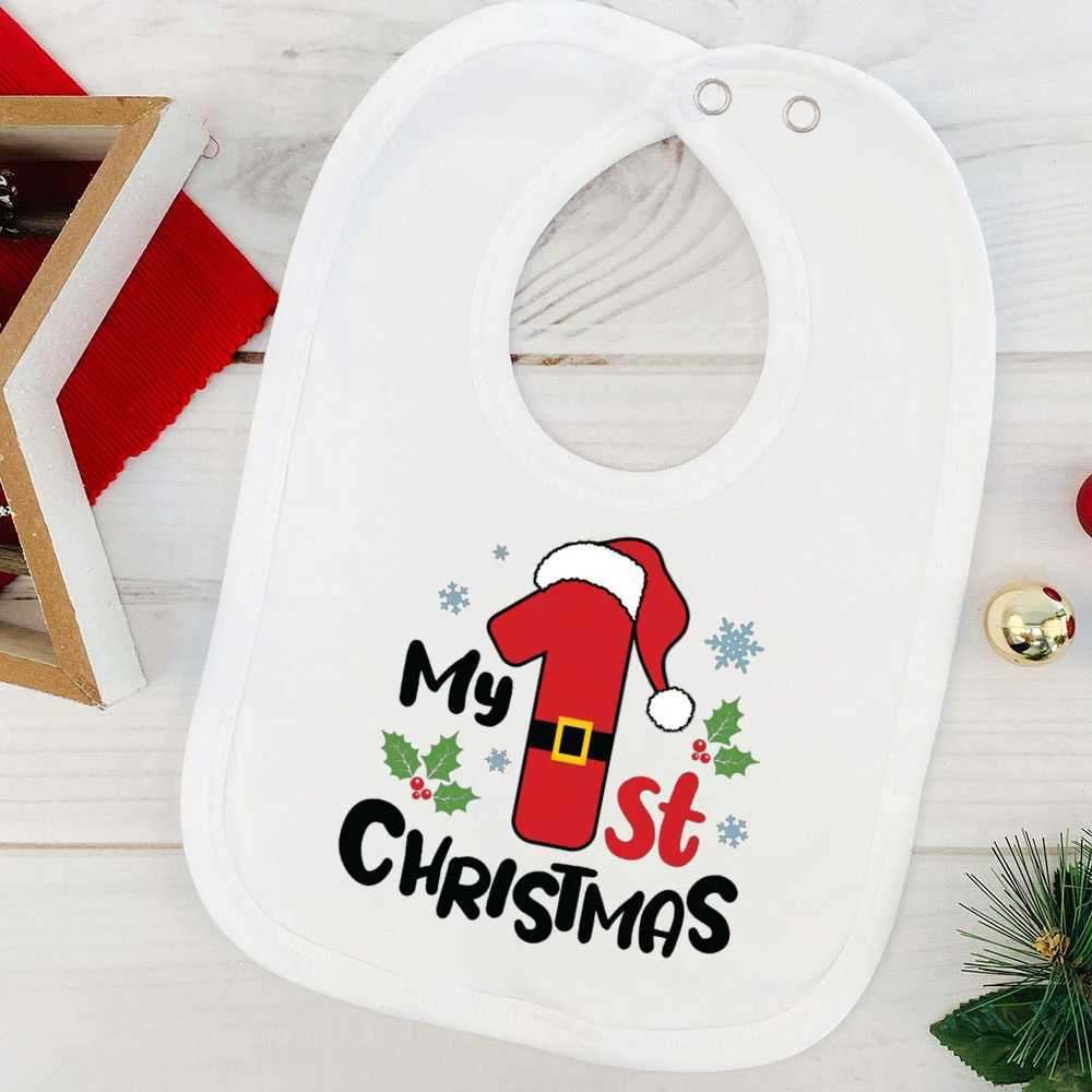 Bibs Burp Cloths My First Christmas Baby Bib Bibs Christmas Party Girl Boy Cotton Saliva Towel Deer Santa Snowman Print Bib infant Christmas GiftL4812