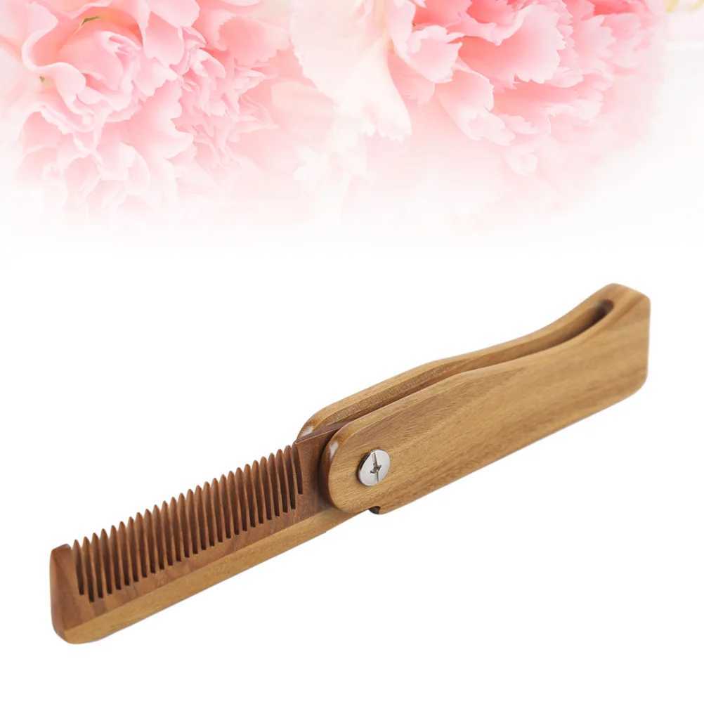 Folding green sandalwood comb anti-static wooden hair comb natural green sandalwood comb for hair care and massage W240813