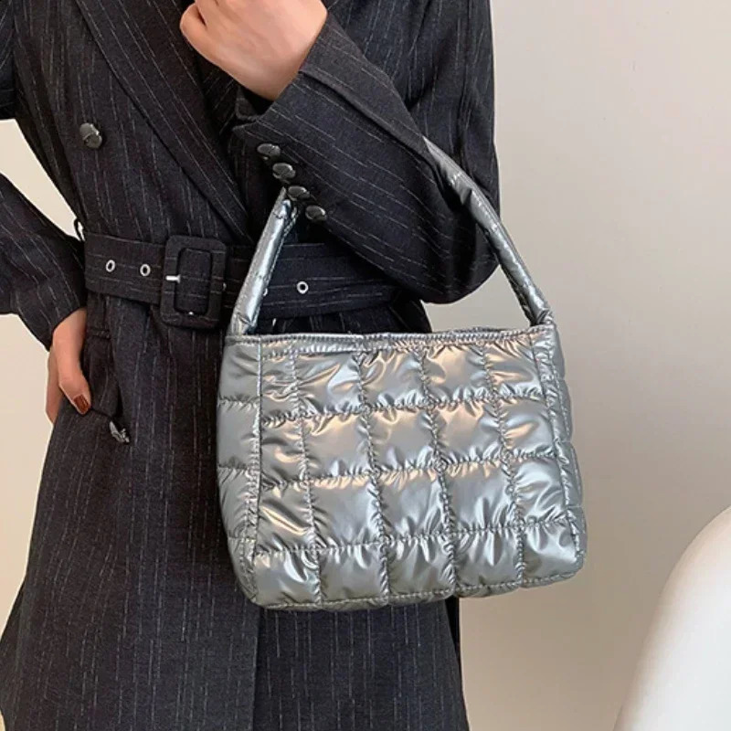 Winter Cotton Womens Handbag Large Capacity Casual Tote Shoulder Bags Soft Handbags Ladies Underarm Bag Purses and 240813