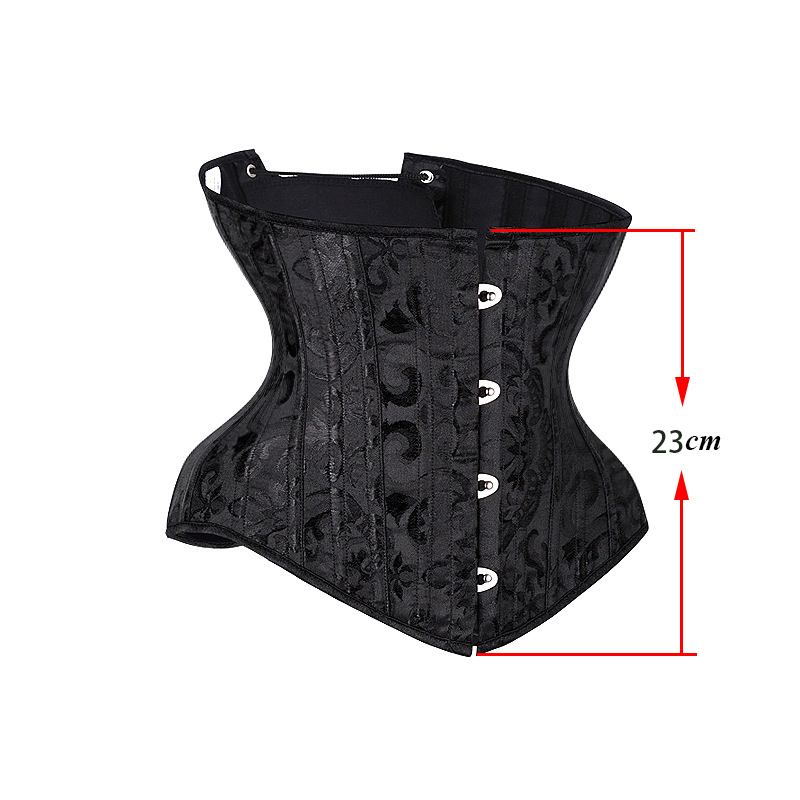23cm Short Torso 24 Spiral Steel Boned Corset Floral Slimming Waist Shapewear Jacquard Underbust Corset Gothic Busiter 8130