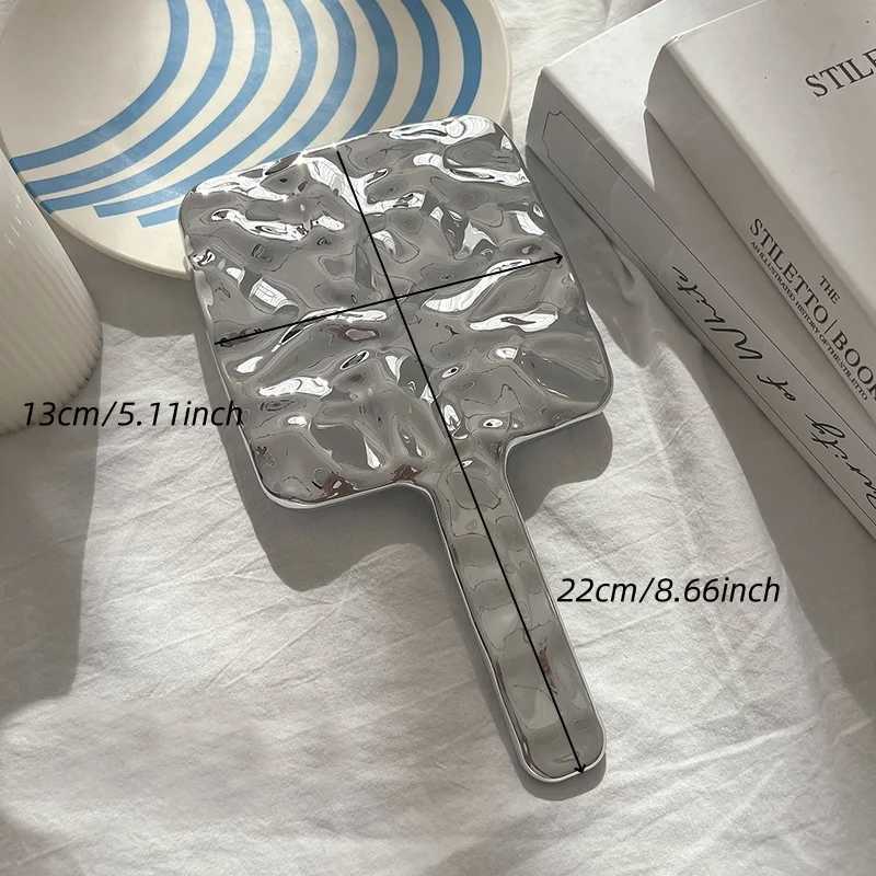 Handheld mirror water wave handheld mirror with handle suitable for travel and home use W240813