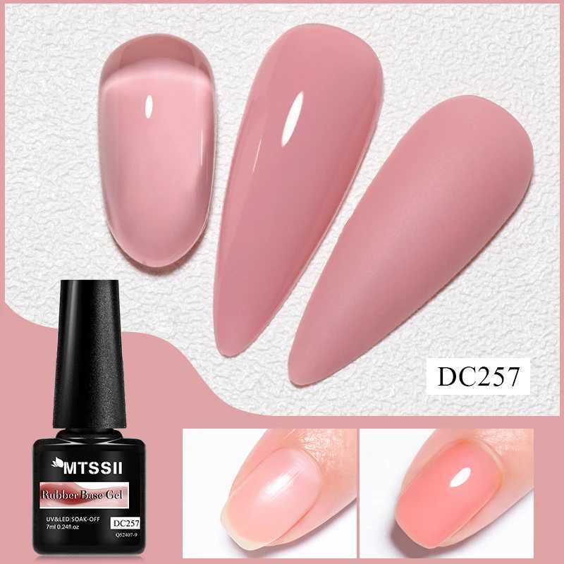 Mtssii 7ml Natural Nude Rubber Base Gel Nail Polish Milky Pink White Glitter Semi Permanent Soak Off UV LED Nails Gel VarnishM240814