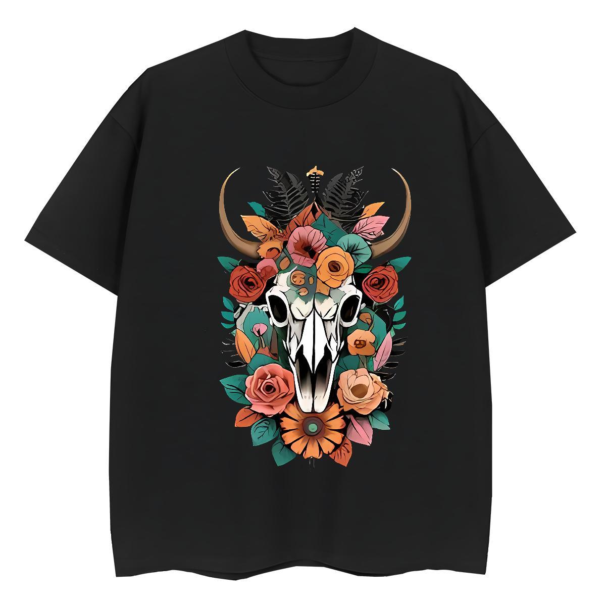 High Quality T Shirts Men flower Breathable Soft Anime Printing Street DIY 100% Cotton 230g Men Tees Fashion Designer Wear