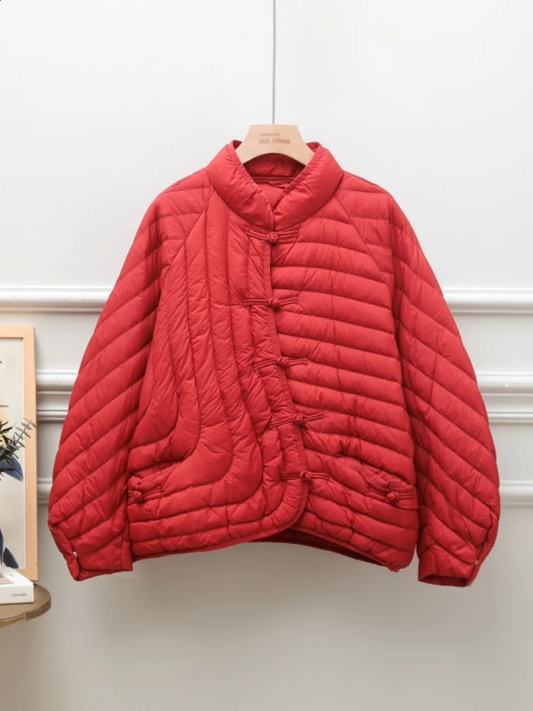 FTLZZ Winter Casual Lady Loose Solid White Duck Down Coat Light Puffer Parka Outwear Women Stand Collar Single Breasted Coat 240813