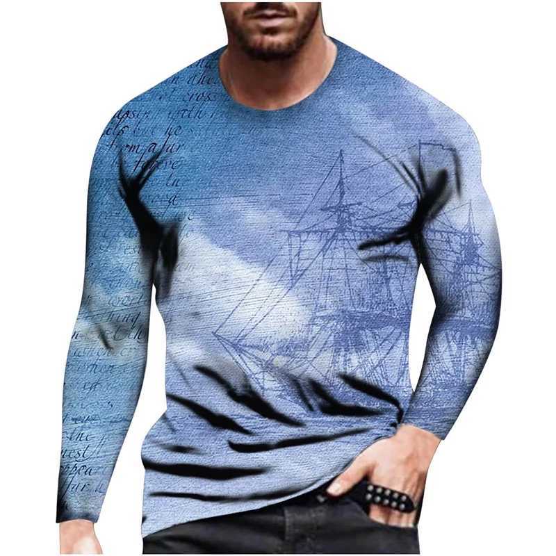 Fashion Simplicity Mens Long Sleeved T Shirt Spring And Autumn Men Round Neck 3d Printed Trendy Good Match Tshirt Women ClothesM240814