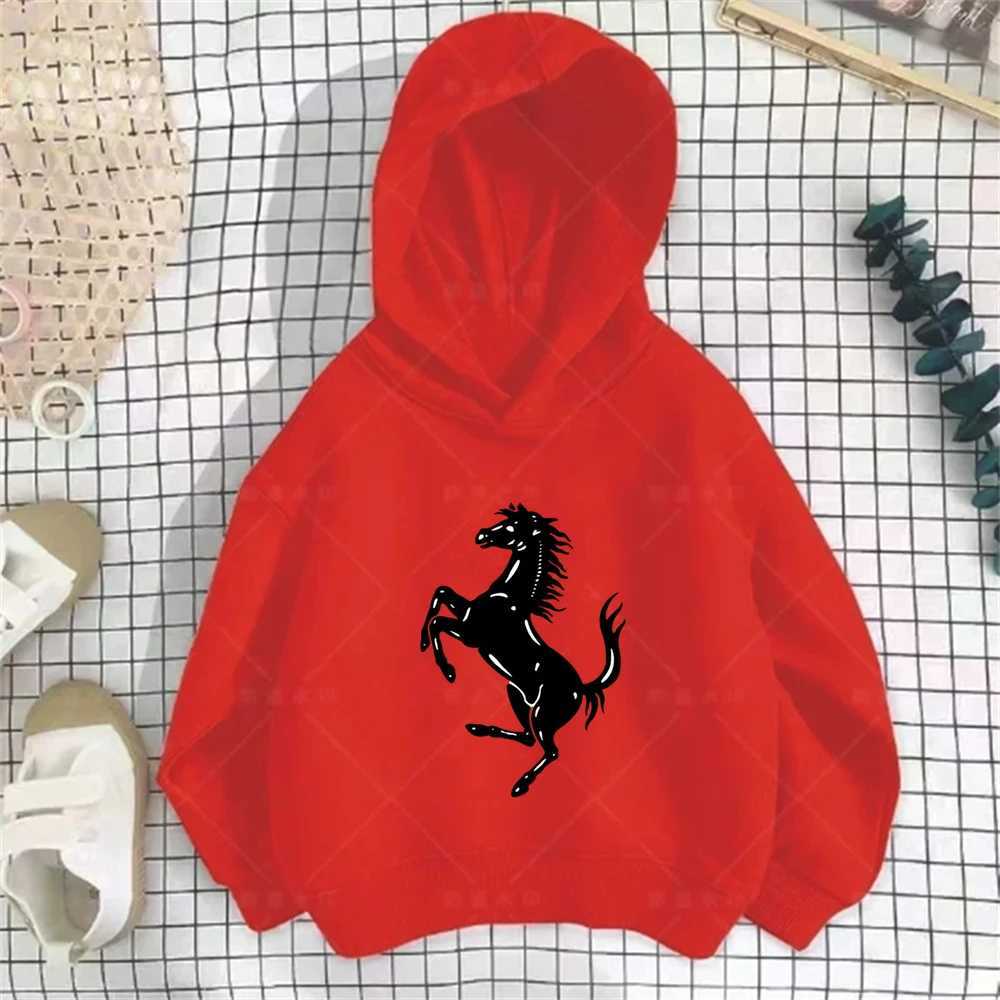Suitable Kids Sweatshirts Coat Children Hoodies Boy Girls 3-12 Years Leisure Hood Autumn winter clothing Flying Horse PrintY240814