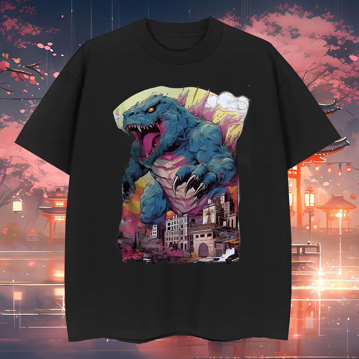 Man T Shirts 230g 100% Cotton dinosaur Daily Outfit Breathable Short Sleeve Oversized 3XL 4XL Men Tops Tees Free Shipping Comfortable Tops Shirt