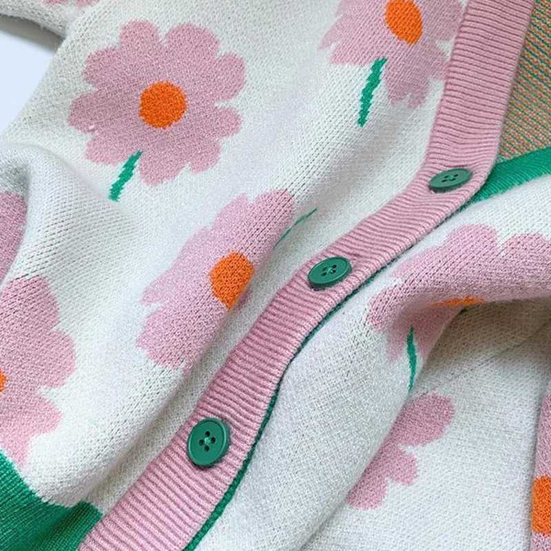 Fashion floral printed childrens coat long sleeved cardigan autumn baby girl knitted casual top spring jacket 0-9T W240813