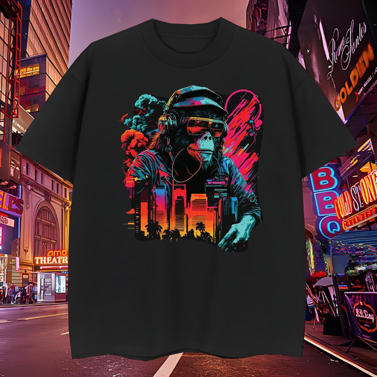 High Quality Mens T Shirts chimpanzee Round Neck Short Sleeve Summer Casual Plus Size Cartoon 100% Cotton 230g Men Tops Tees Designer Tshirts