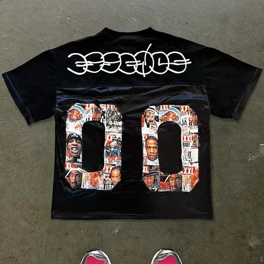 Streetwear T Shirt Y2K Clothes Retro 90s Hip Hop Graphic Oversized Baseball Uniform Sportswear Mens Short Sleeved Tops 240809