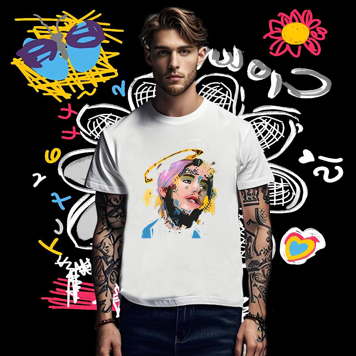 T-Shirts 230g 100% Cotton portrait Casual Beach Breathable Soft Cartoon Printing L-4XL Men Tshirts Customized Free Shipping Tees