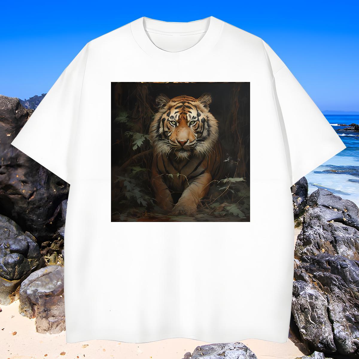 Designer T-Shirts for Men tiger Breathable Short Sleeve Street wear Hip Hop DIY Printed 230g Pure Cotton Couples T Shirts New Tees Shirts