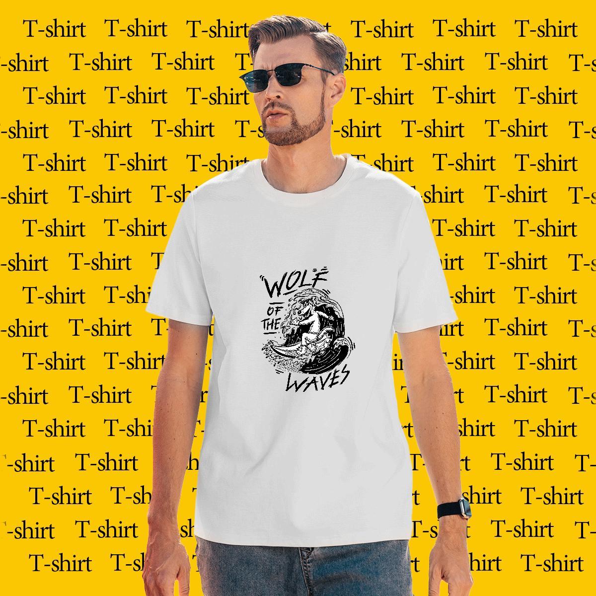Loose T-Shirts wolf Breathable Short Sleeve Street Casual DIY 230g 100% Cotton Couples T Shirts Custom Polos