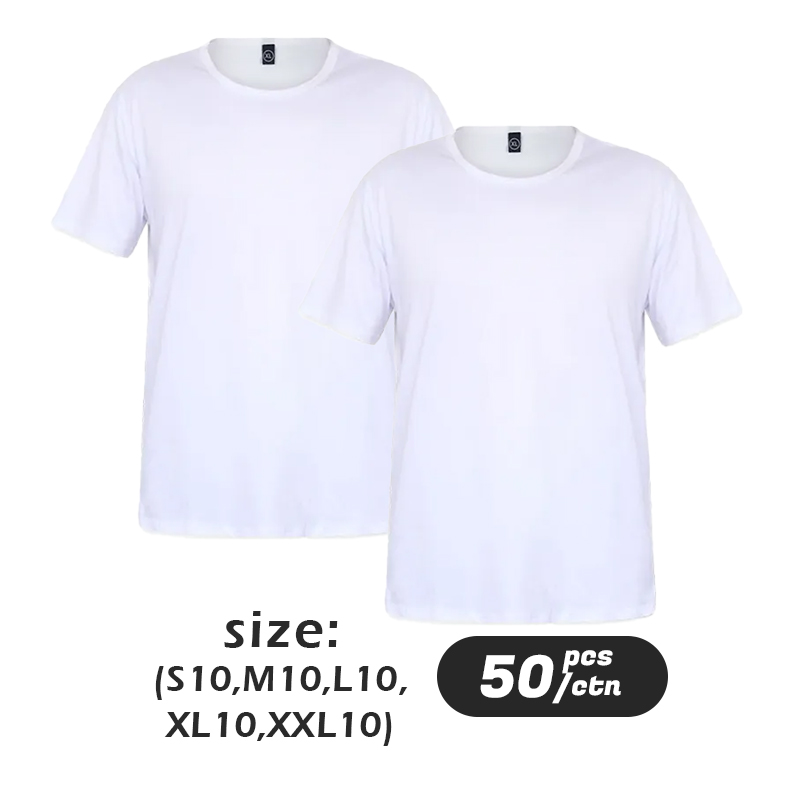 US Warehouse Sublimation Blank T-Shirt White Polyester Shirts Sublimation Short Sleeve T-Shirt for DIY Crew Neck Clothes
