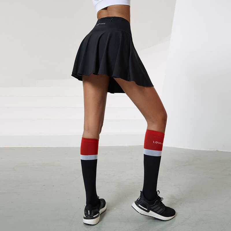 Waist High Short Skirts Nylon Elasticity Gymwear Workout Running Activewear Yoga Hip Lifting Fake Two Skirt + Shorts s