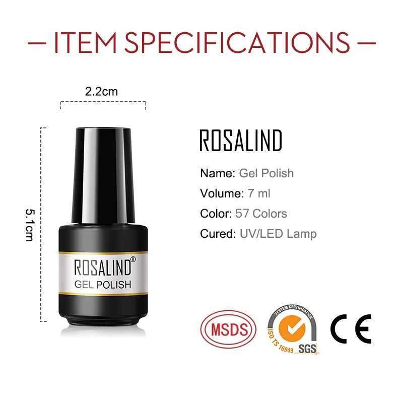 Rosalind Nail Gel Polish Nail Supplies Varnishes Glitter Semi Permanent Nail Art Manicure DIY Design Top Base Coat UV GelM240814