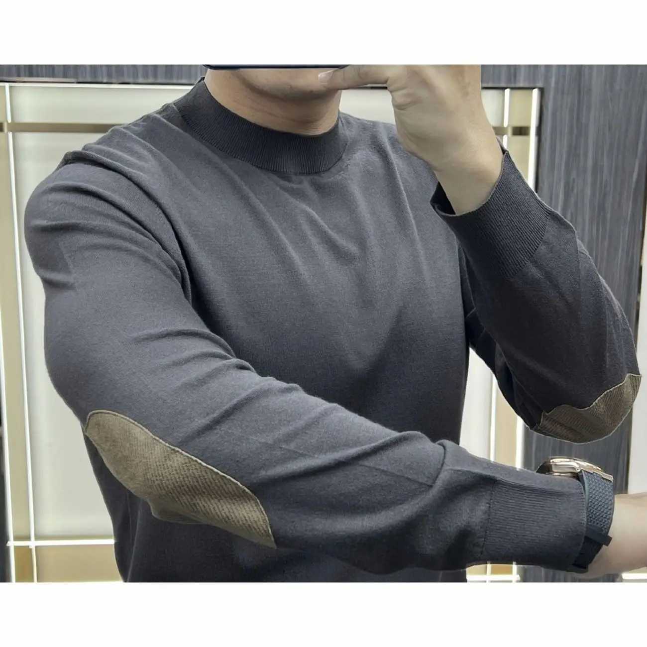 Autumn and Winter Mens New Fashion Casual Solid Color Korean Fit Round Neck Long Sleeve Comfortable Fit Versatile T-shirtM240814