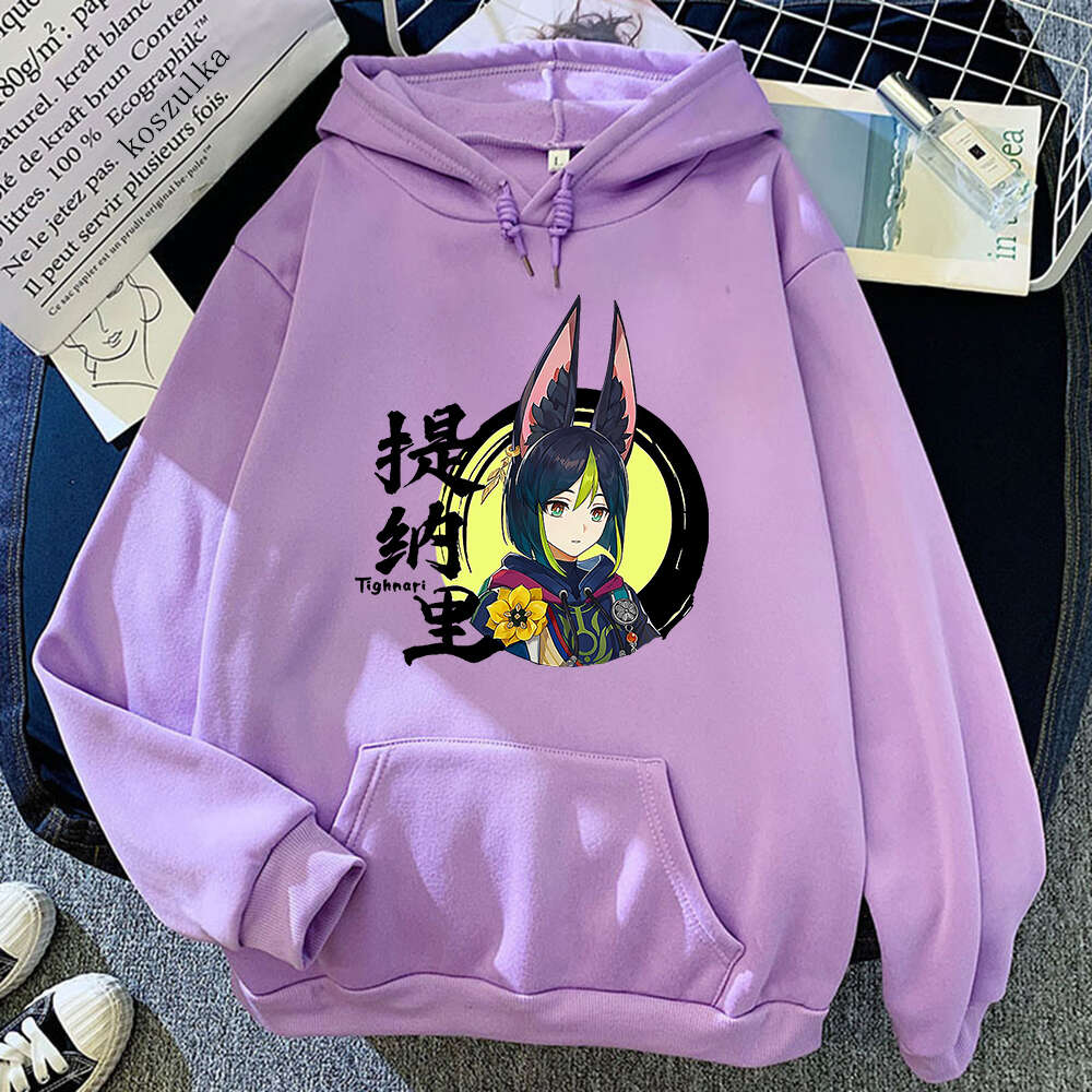 Genshin Impact Hooded Tighnari Print Men Women Plus Size Hoodies Aesthetic Trendy High Quality Sweatshirt Unisex Pullover