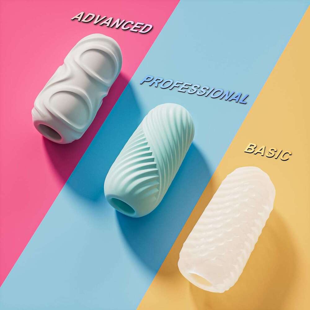 Male Sex Toys - Pocket Cat Egg Set Stroker Adult Sex Toy, Super Soft and Elastic 3D Realistic Texture Male Cup, 3 Training Egg Set Men's Sex Toys