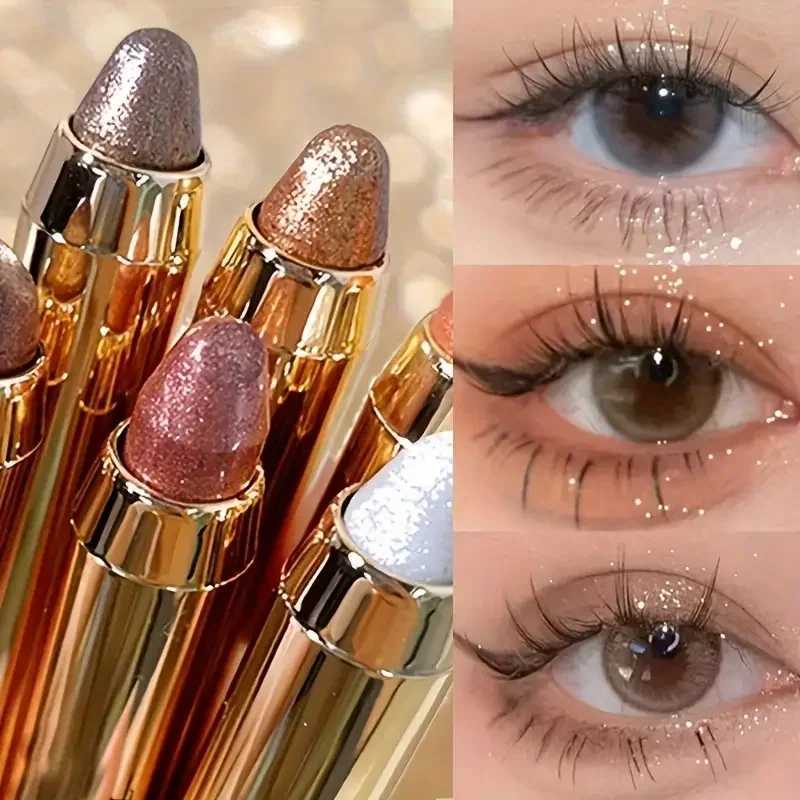 Shimmer Eyeshadow Stick Easy Glitter Highlighter Eyeshadow Pencil Brightening Makeup Pink Silkworm Champagne Gold Eyeliner Pe Y240813