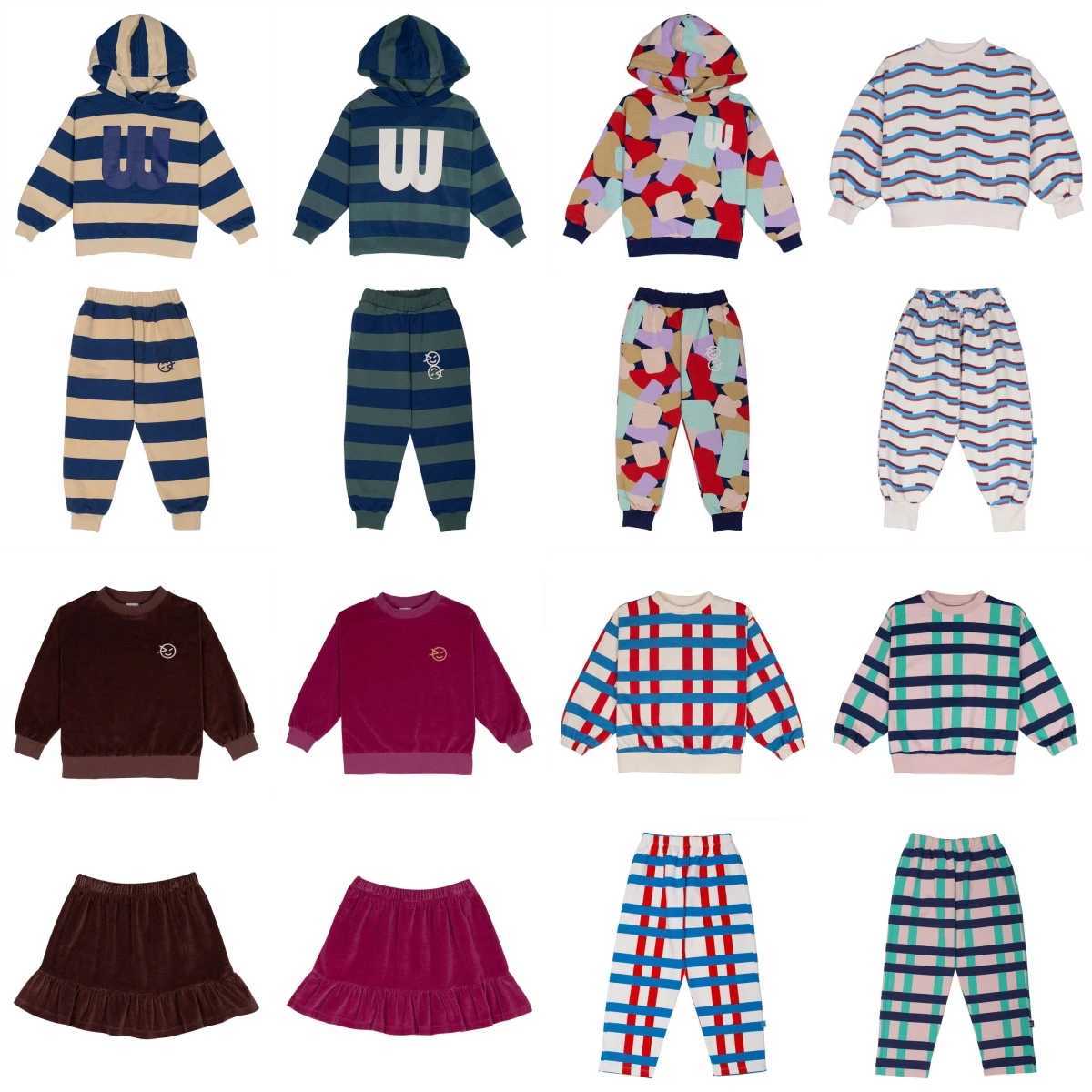 Korean Childrens Clothes Sweatshirts Pants 2024 Fall Winter Child Boys Girls Hooded Sweater Sweatpants Childrens Clothings TopY240814