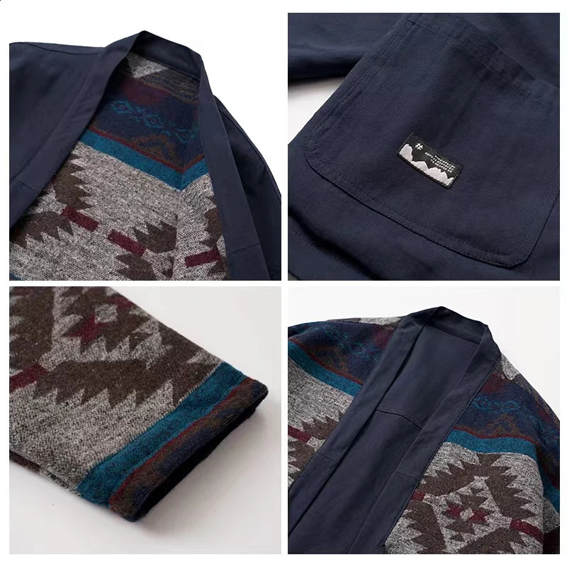 Interior exterior wearable jackets spring and autumn jackets mens clothing Japanese streetwear vintage loose kimono cardigans cargo jackets 240814