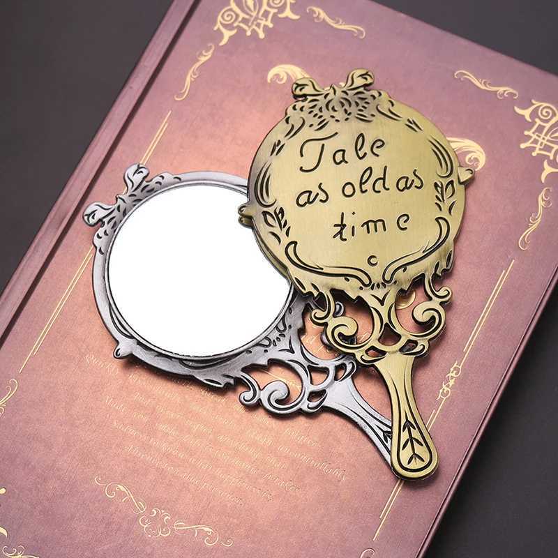 Retro handheld makeup mirror hollow makeup compact mirror W240813
