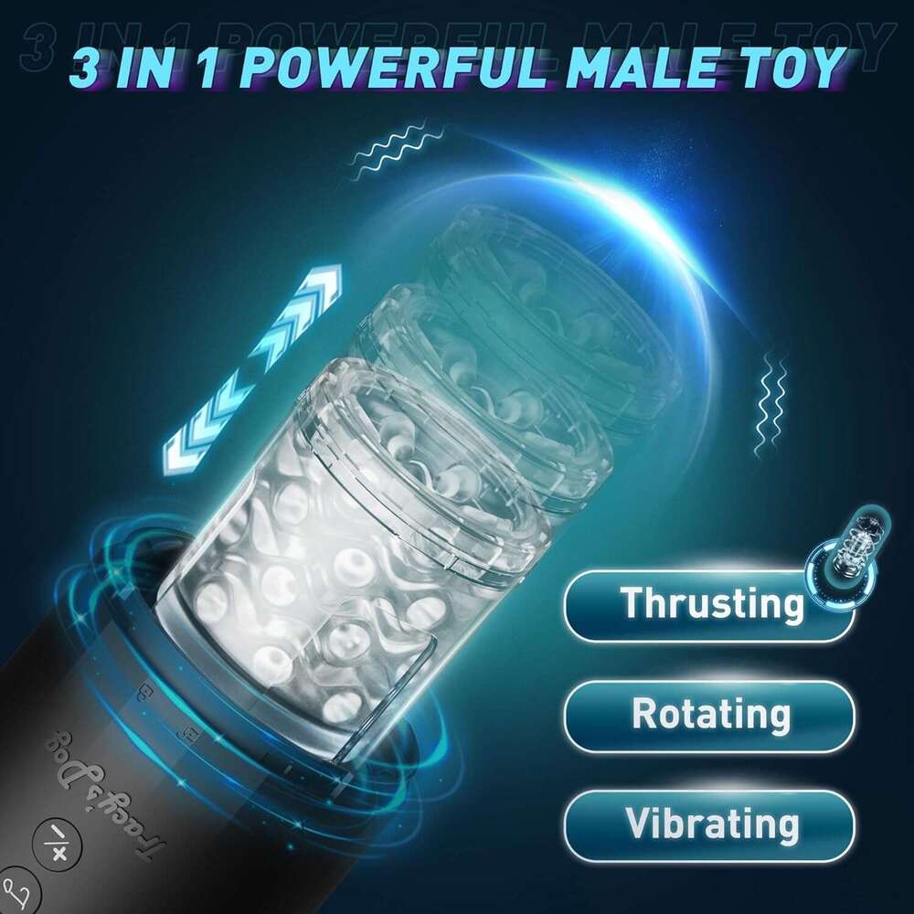 Tracy's Dog automatic male device, adult sex toy, with 5 thrust rotation vibration modes, hands-free electric male massager, unlimited speed adju