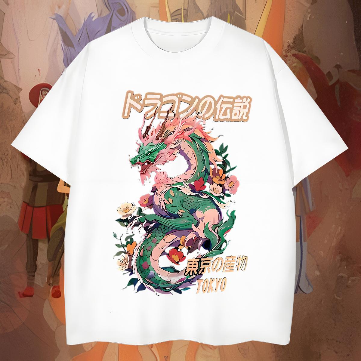 Wholesale Mens Tshirts Outdoor 230g 100% Cotton Anime Print O-Neck Short Sleeve Man T Shirts Classic Polos