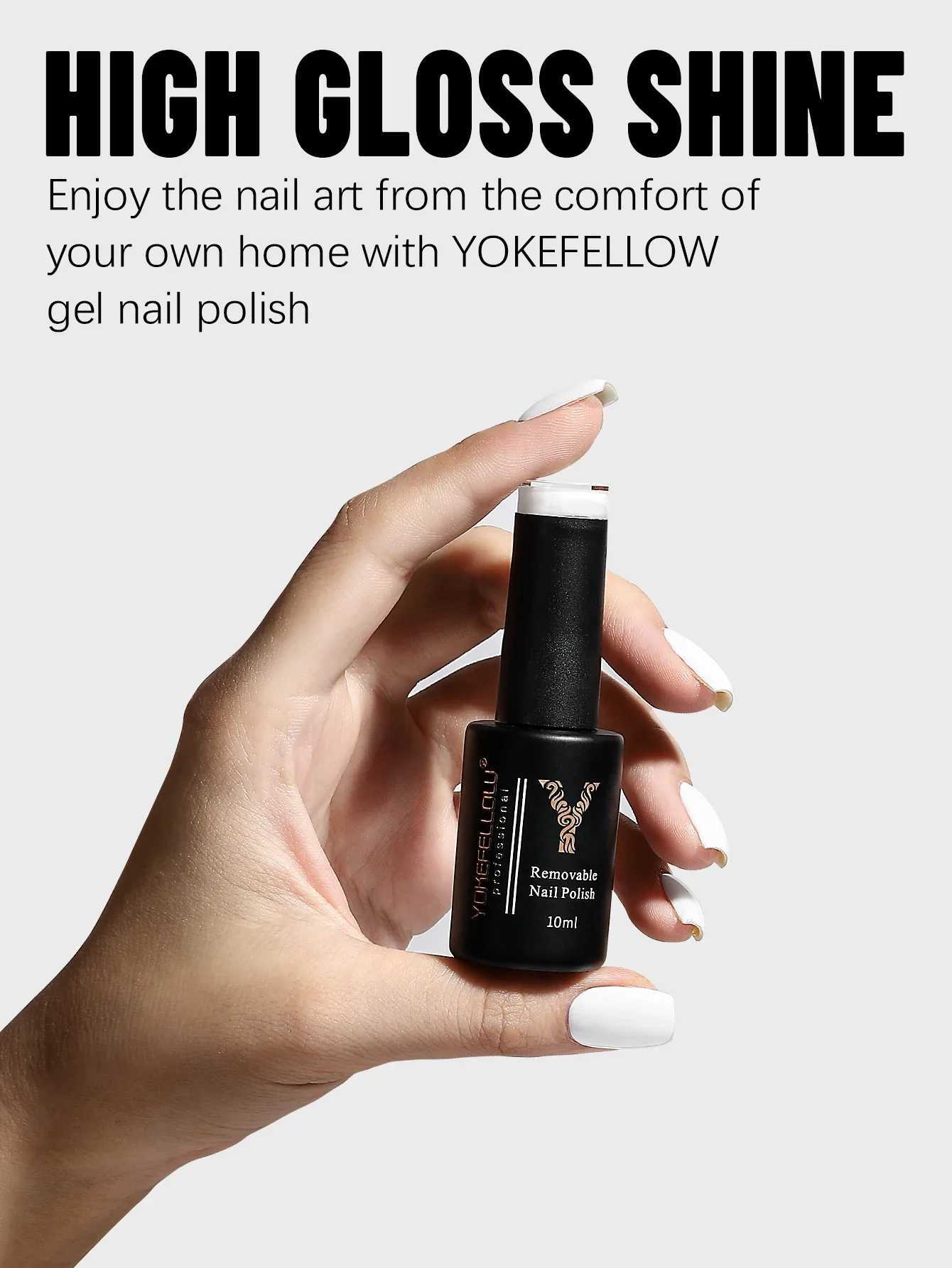 YOKEFELLOW Gel Nail Polish 10ml Pure White Color Soak Off UV LED Nail Gel Polish Nail Art Starter Manicure Salon DIY at HomeM240814