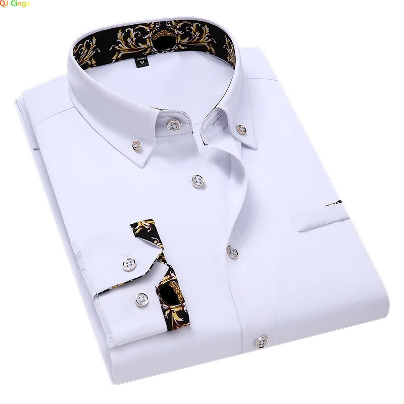 Mens Clothing Arrival Men Shirt Fashion Causal Long Sleeved Male Dress Social Business Cotton Shirt Soft Weeding White Shirts 240814