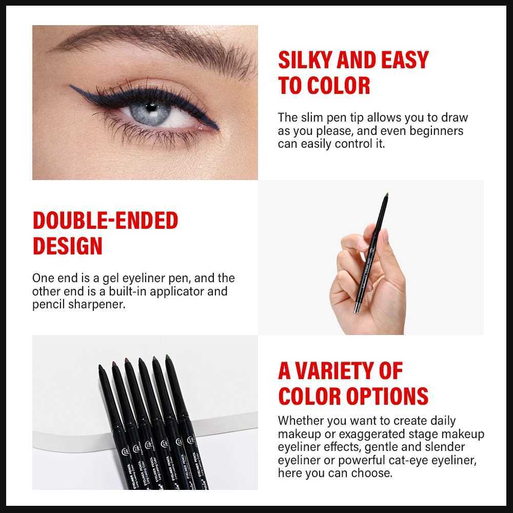 6 Colors Eyeliner Makeup Smooth Easy To Wear Lasting Eyes Waterproof Fashion Eyes Liner Pencils Eye Makeup Tool Y240813